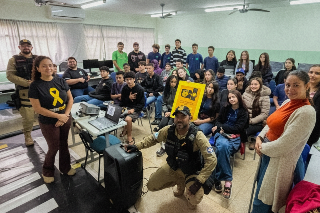 Maio Amarelo: Escolas de Três Lagoas recebem palestras educativas sobre trânsito