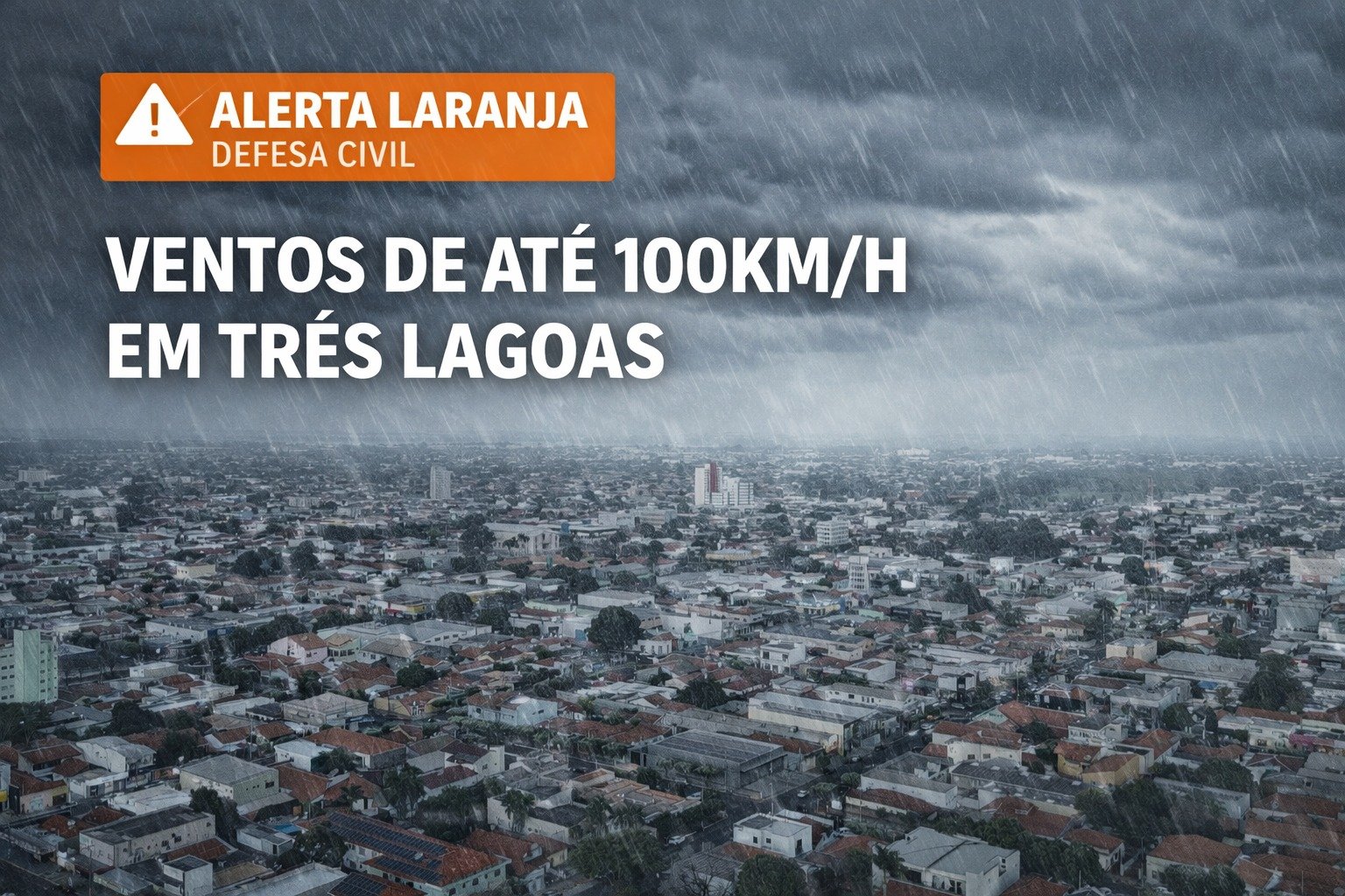 Alerta da Defesa Civil: Três Lagoas sob risco de chuva forte e ventos de até 100 km/h