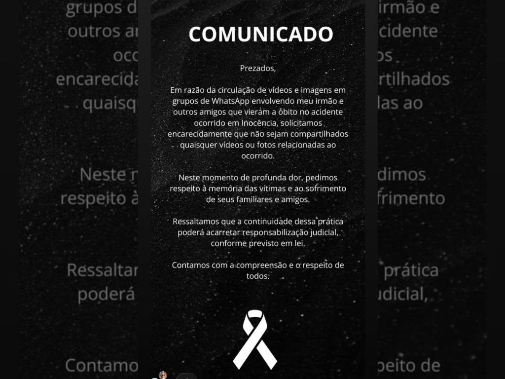 Irmão de vítima de acidente na MS 240 faz apelo por respeito e veta compartilhamento de imagens